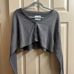 Gray Cropped Long-Sleeve